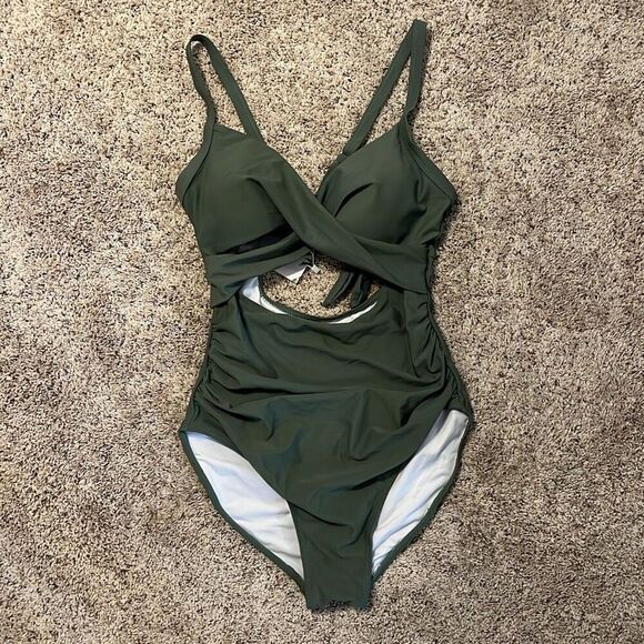 NWT EOMENIE Sage Green One Piece Swimsuit Medium - Picture 2 of 7